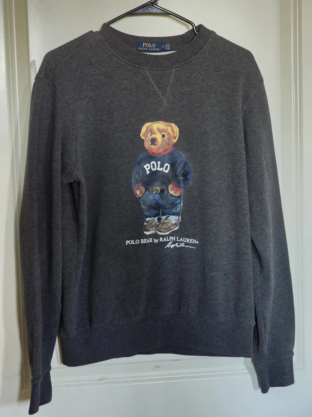 Polo by Ralph Lauren Charcoal Crewneck Sweatshirt with Polo Bear Graphic